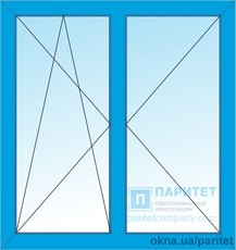 Двустворчатое левое поворотно откидное - правое поворотное окно 